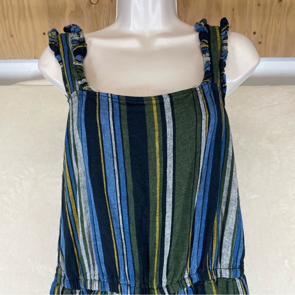 The Get linen jumpsuit striped green women’s large boho coastal summer - Picture 10 of 12